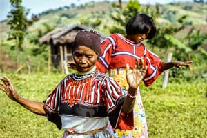Welcome dance of the indigenous people in the highlands of Mindanao